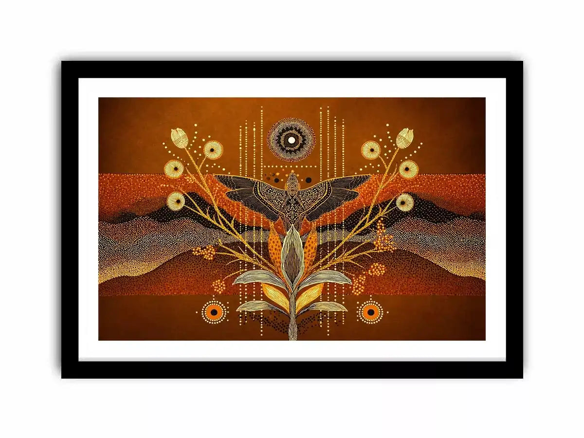 gold abstract bird Canvas Print canvas boho modern earthy geometric design