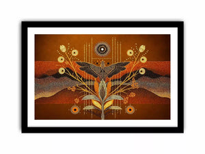 gold abstract bird Canvas Print canvas boho modern earthy geometric design