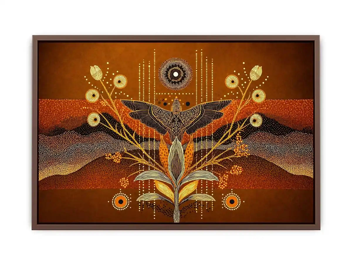 gold abstract bird Canvas Print canvas boho modern earthy geometric design