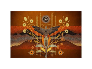 gold abstract bird Canvas Print canvas boho modern earthy geometric design