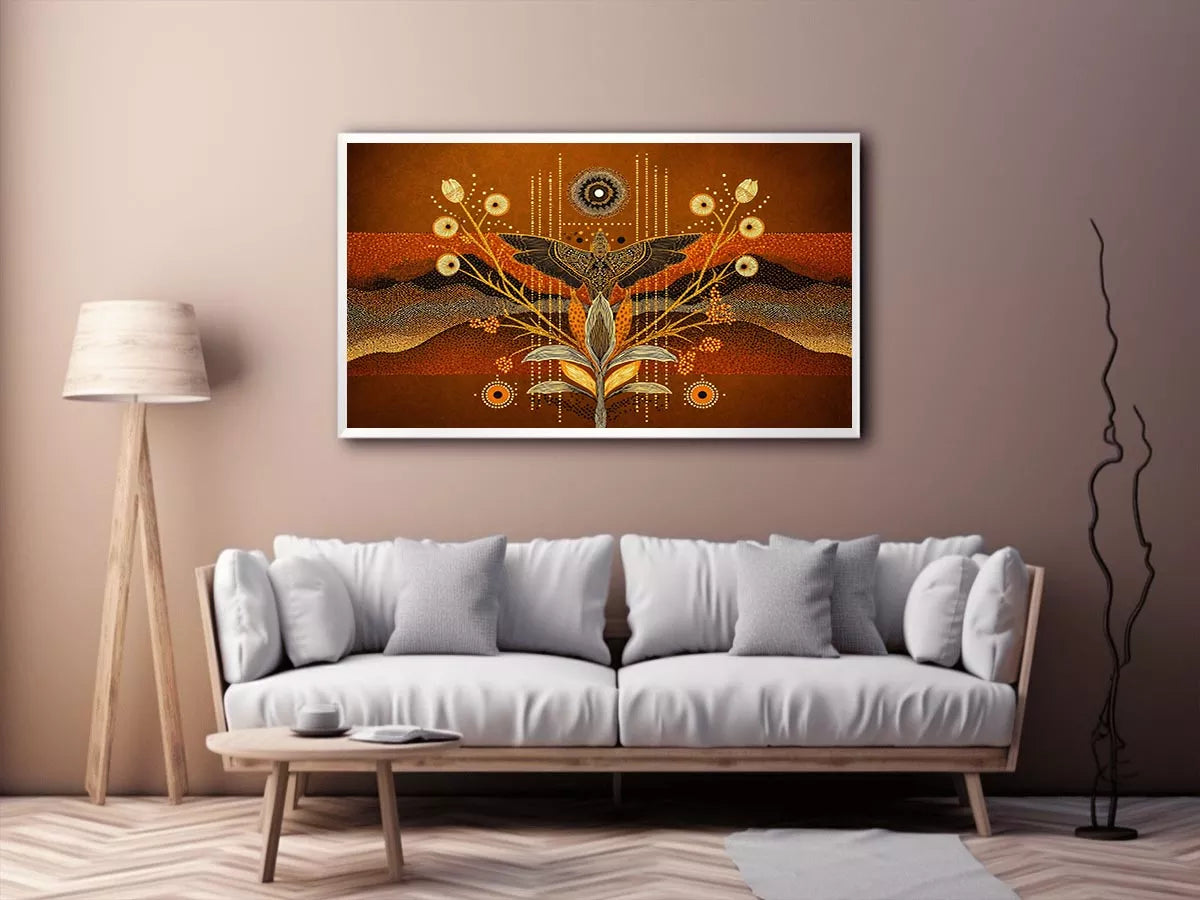 gold abstract bird Canvas Print canvas boho modern earthy geometric design