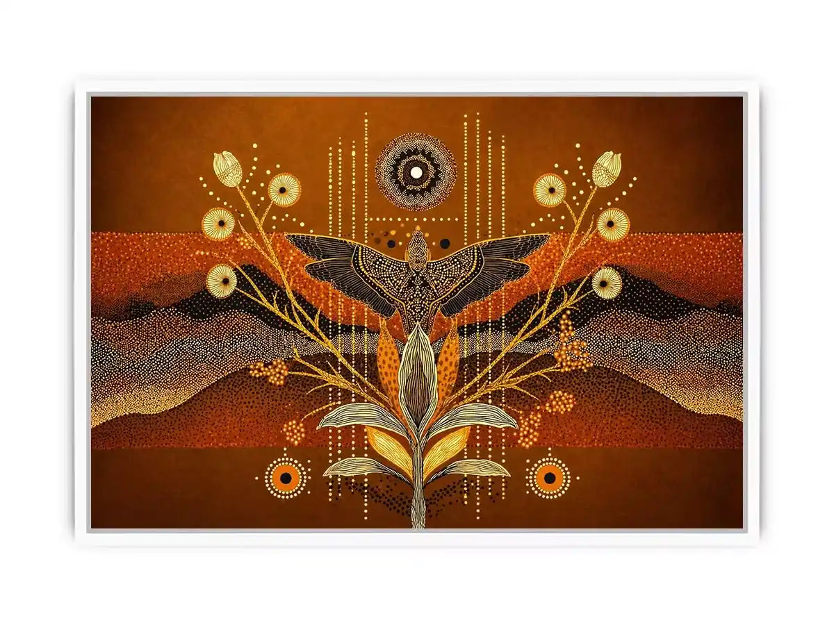 gold abstract bird Canvas Print canvas boho modern earthy geometric design