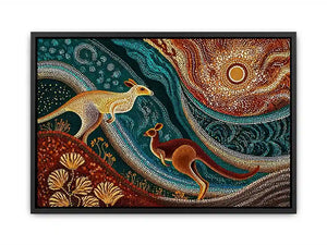 aboriginal kangaroo dot painting Canvas Print canvas earthy tribal australian design