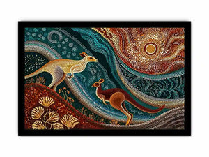 aboriginal kangaroo dot painting Canvas Print canvas earthy tribal australian design