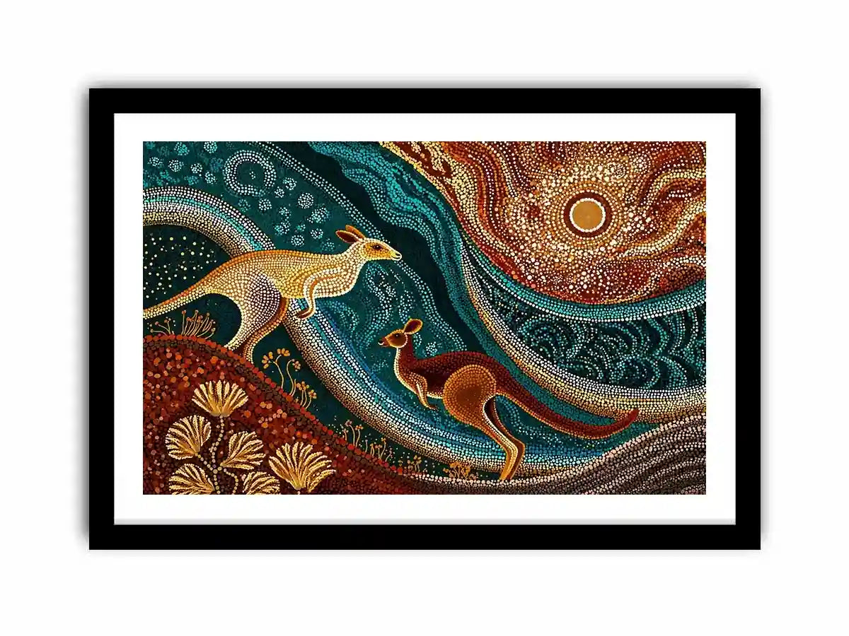 aboriginal kangaroo dot painting Canvas Print canvas earthy tribal australian design