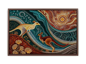 aboriginal kangaroo dot painting Canvas Print canvas earthy tribal australian design
