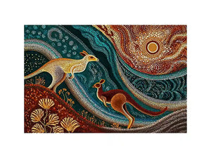aboriginal kangaroo dot painting Canvas Print canvas earthy tribal australian design