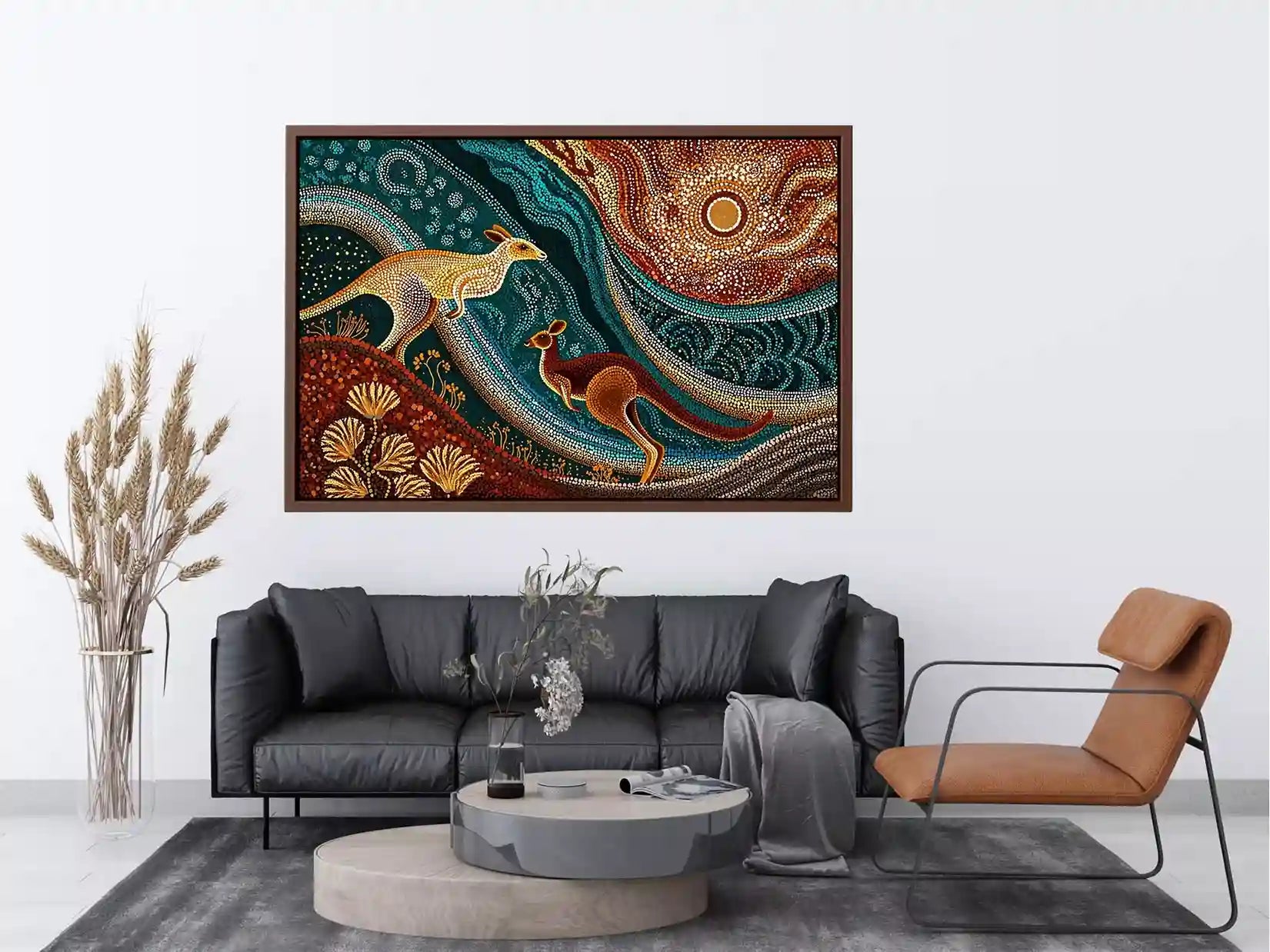 aboriginal kangaroo dot painting Canvas Print canvas earthy tribal australian design