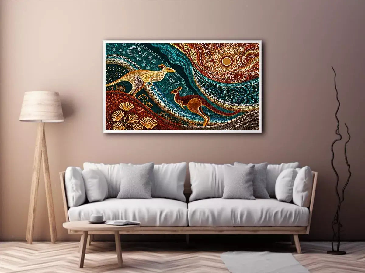 aboriginal kangaroo dot painting Canvas Print canvas earthy tribal australian design
