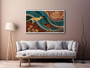 aboriginal kangaroo dot painting Canvas Print canvas earthy tribal australian design