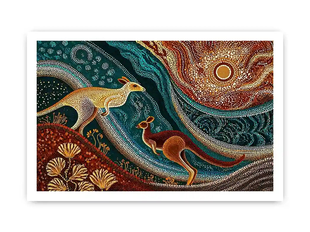 aboriginal kangaroo dot painting Canvas Print canvas earthy tribal australian design