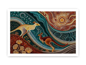 aboriginal kangaroo dot painting Canvas Print canvas earthy tribal australian design