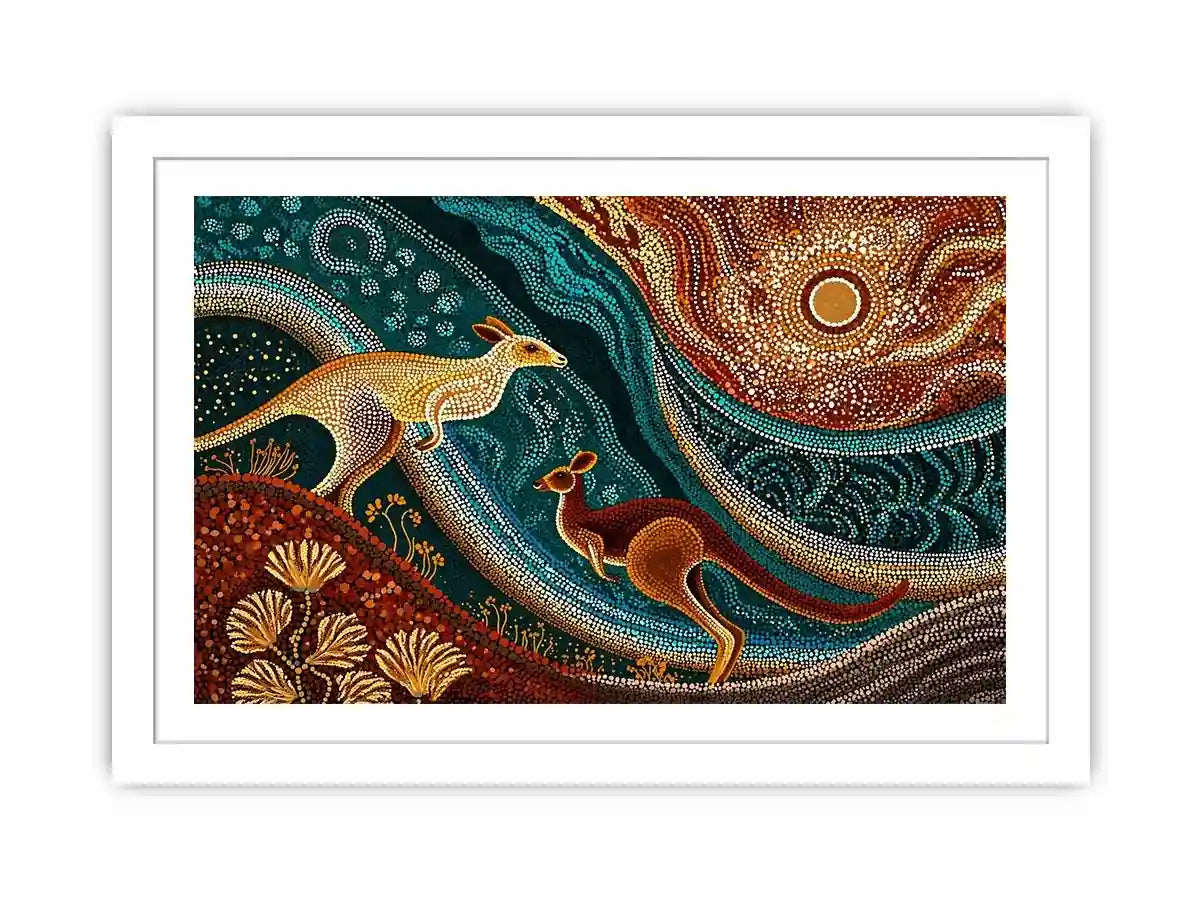 aboriginal kangaroo dot painting Canvas Print canvas earthy tribal australian design