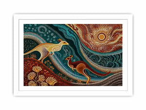 aboriginal kangaroo dot painting Canvas Print canvas earthy tribal australian design