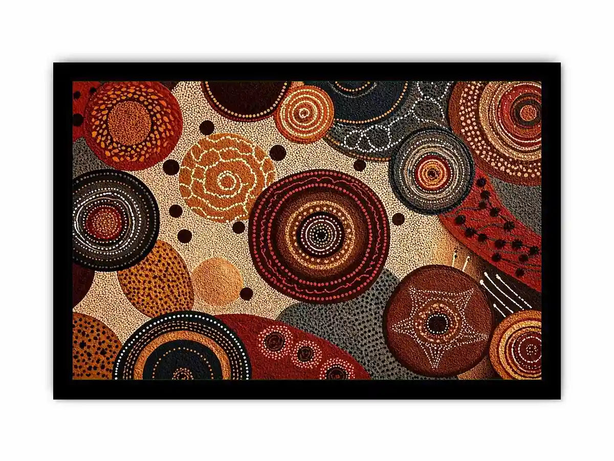 abstract earthy dot painting wall art canvas boho geometric pattern design