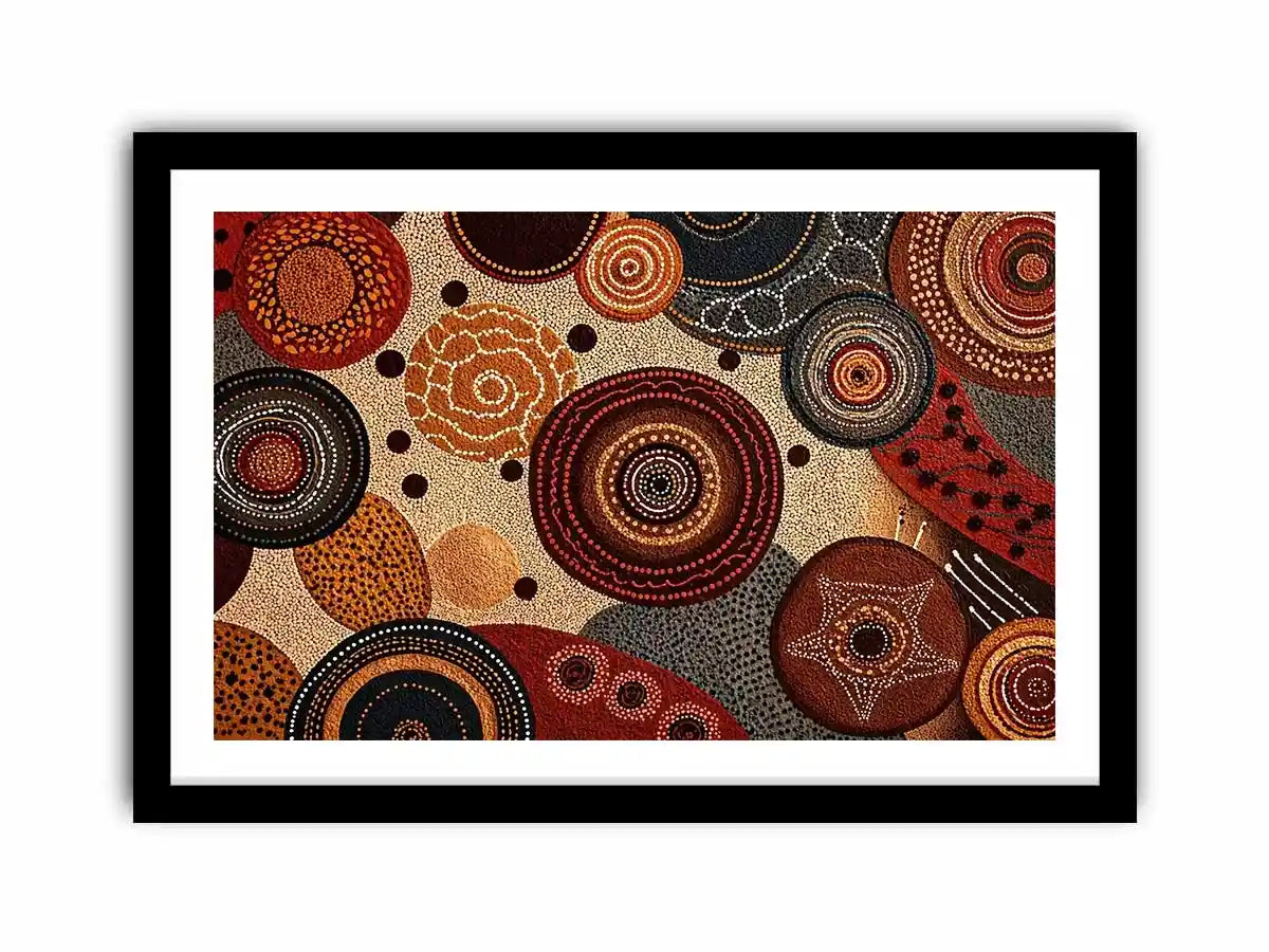 abstract earthy dot painting wall art canvas boho geometric pattern design