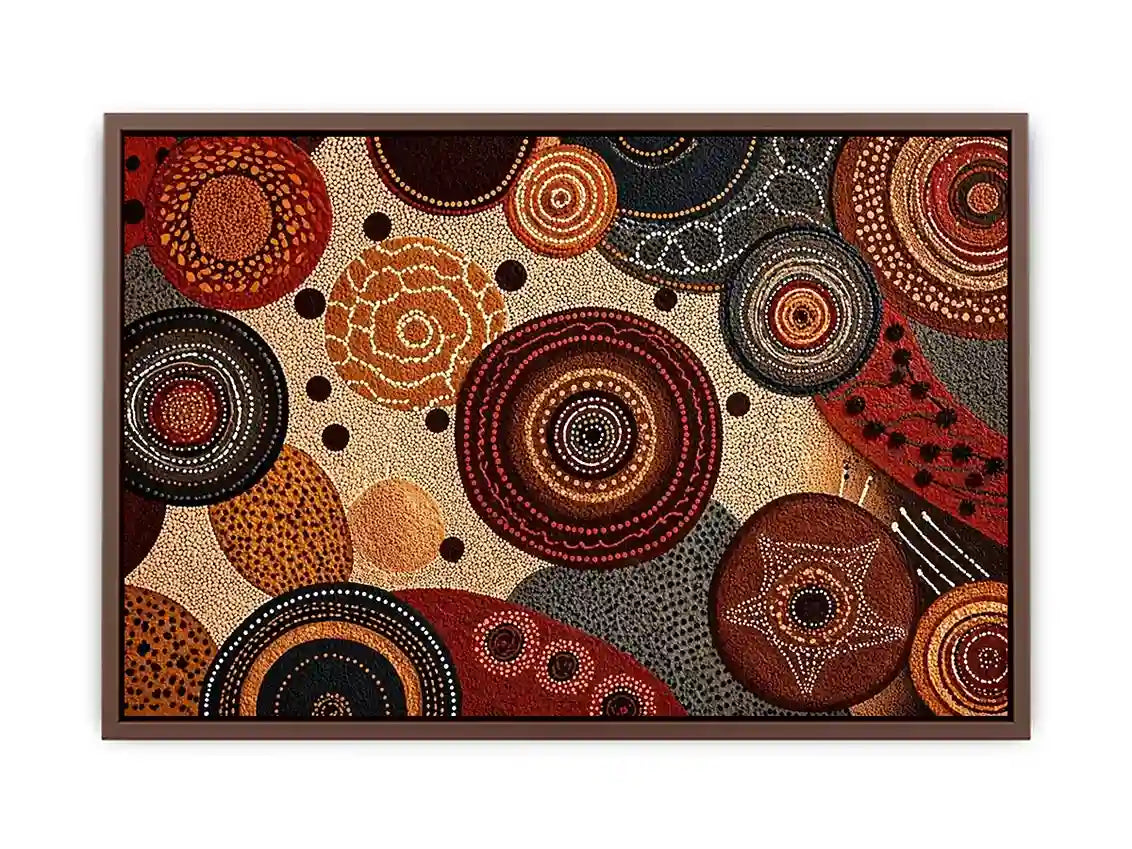 abstract earthy dot painting Canvas Print canvas boho geometric pattern design