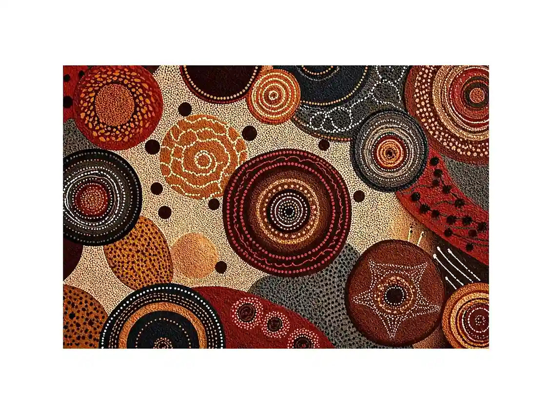 abstract earthy dot painting Canvas Print canvas boho geometric pattern design