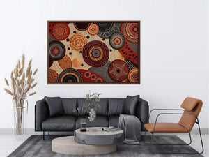 abstract earthy dot painting wall art canvas boho geometric pattern design