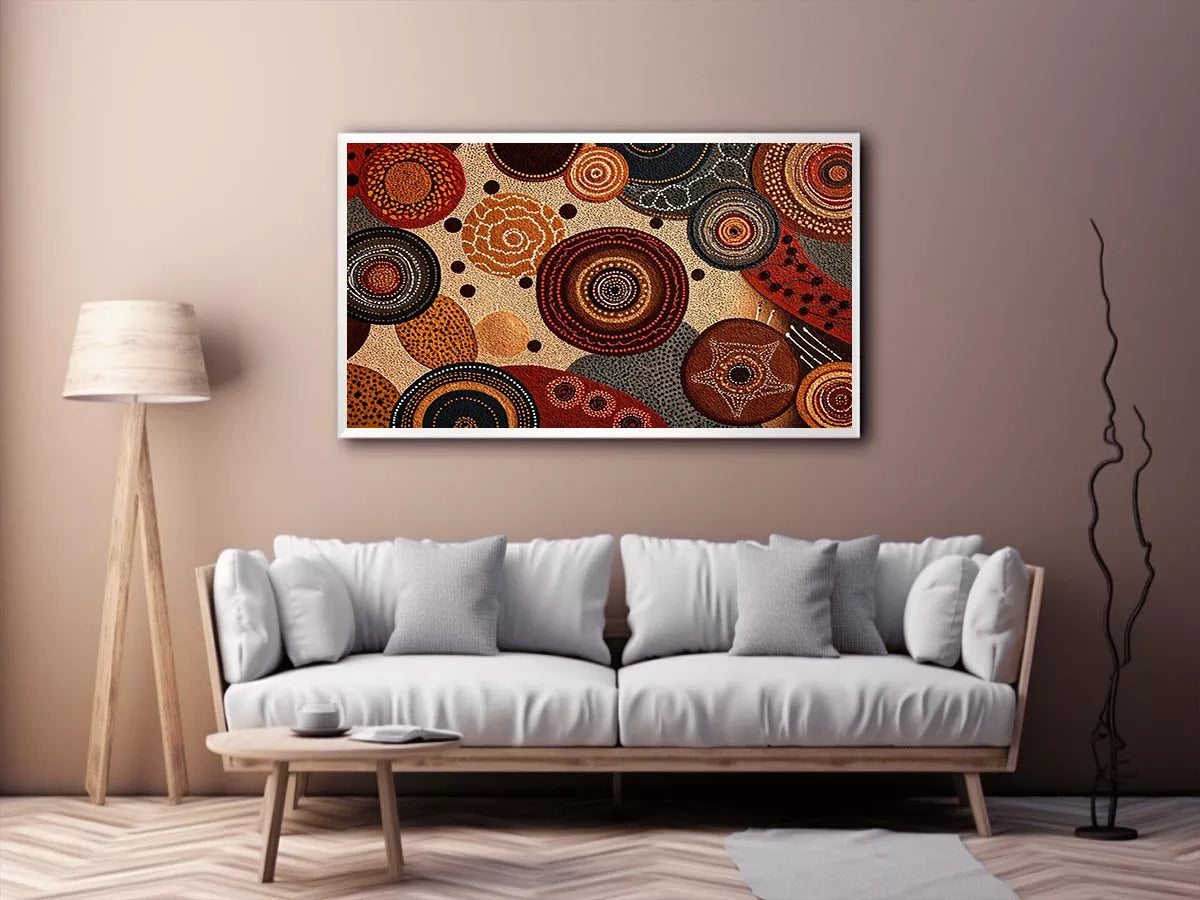 abstract earthy dot painting Canvas Print canvas boho geometric pattern design