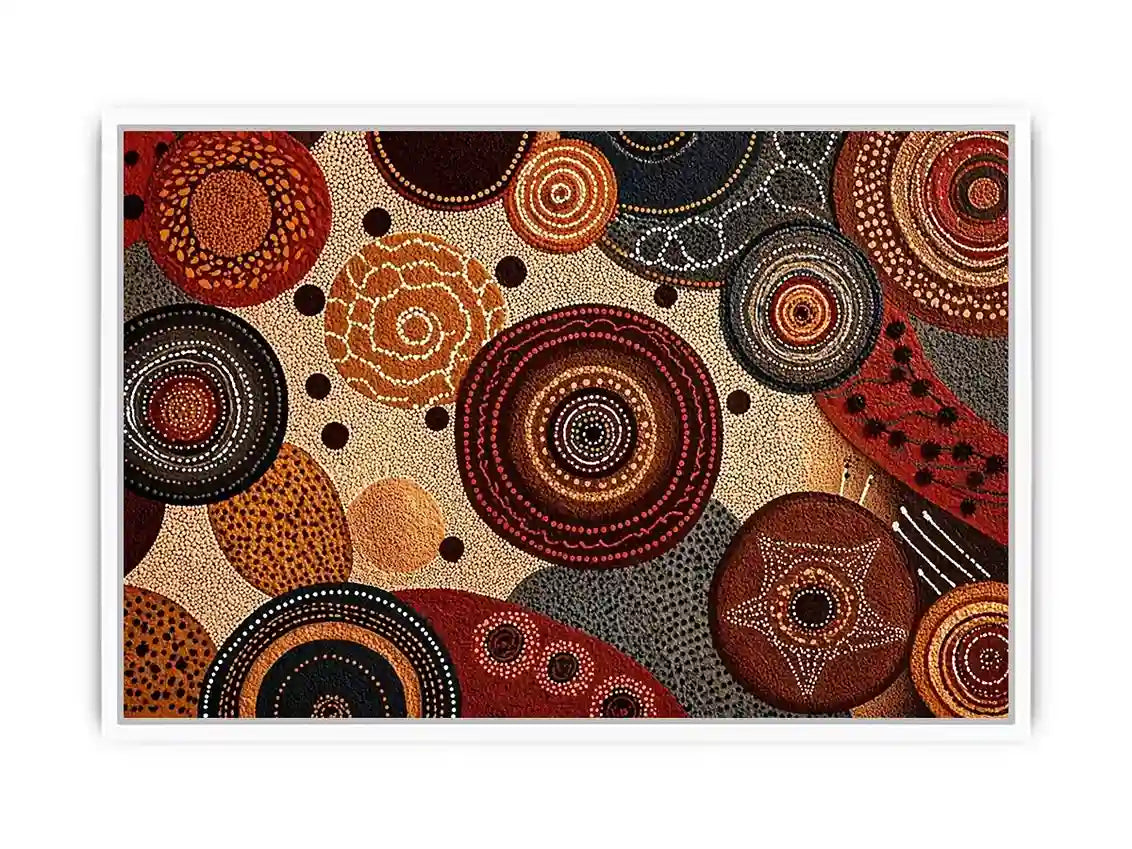abstract earthy dot painting wall art canvas boho geometric pattern design