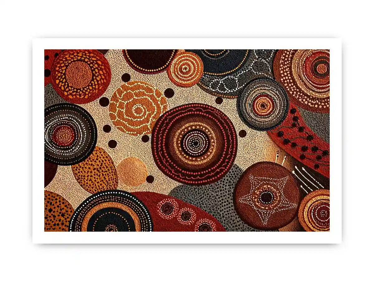 abstract earthy dot painting wall art canvas boho geometric pattern design