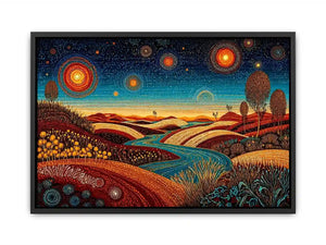 abstract desert landscape Canvas Print canvas surreal sky river modern boho design