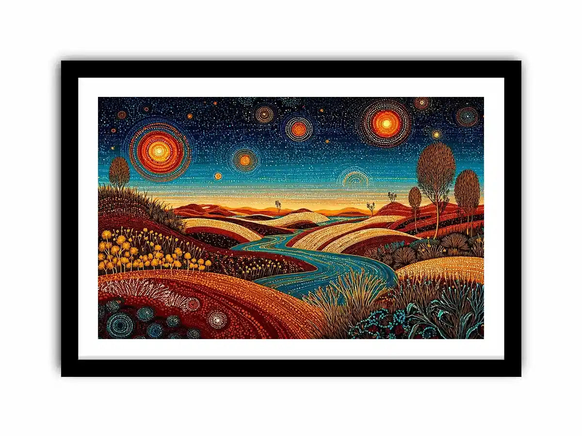 abstract desert landscape Canvas Print canvas surreal sky river modern boho design
