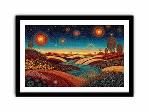 abstract desert landscape Canvas Print canvas surreal sky river modern boho design