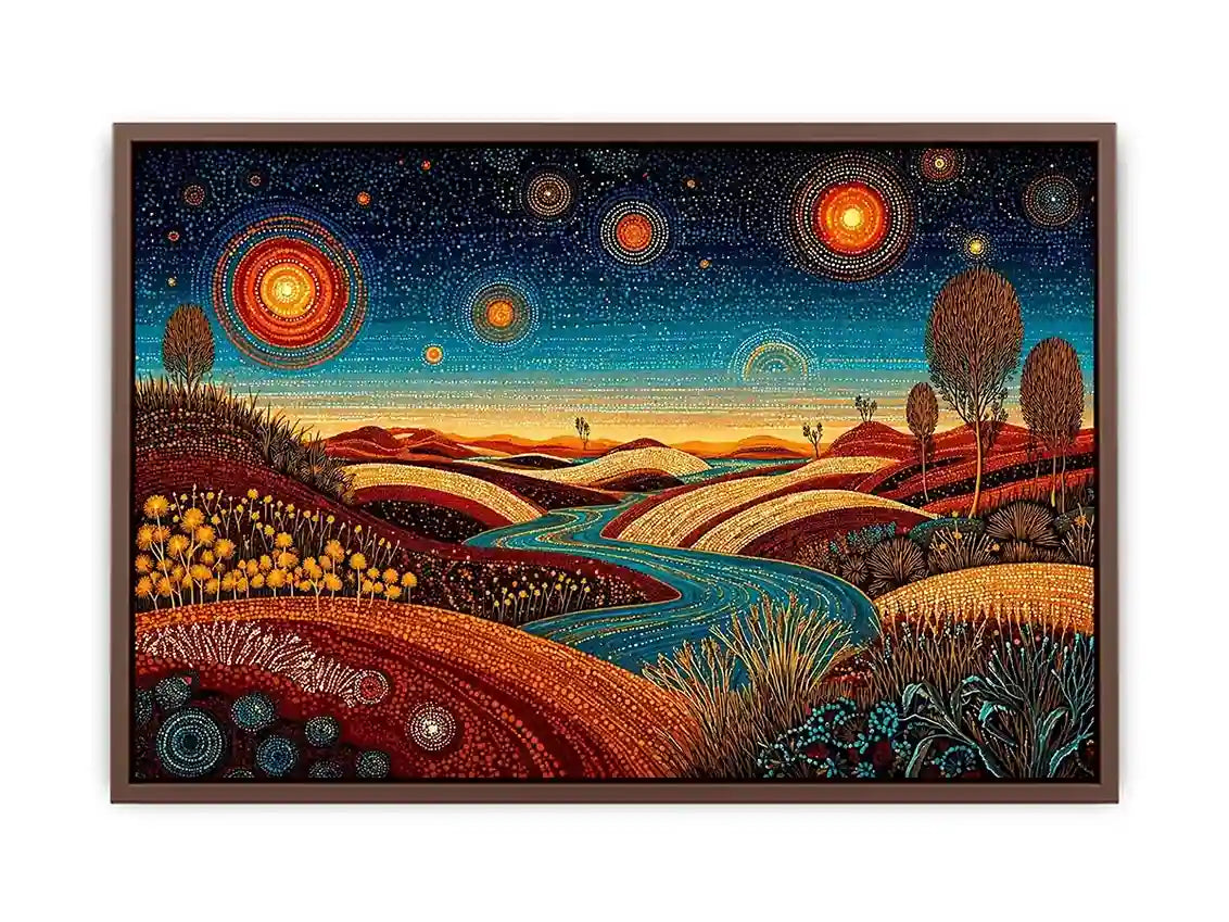 abstract desert landscape wall art canvas surreal sky river modern boho design