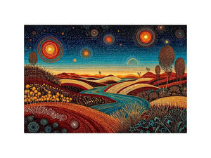 abstract desert landscape Canvas Print canvas surreal sky river modern boho design