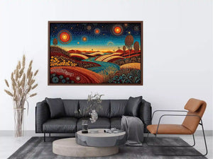 abstract desert landscape Canvas Print canvas surreal sky river modern boho design