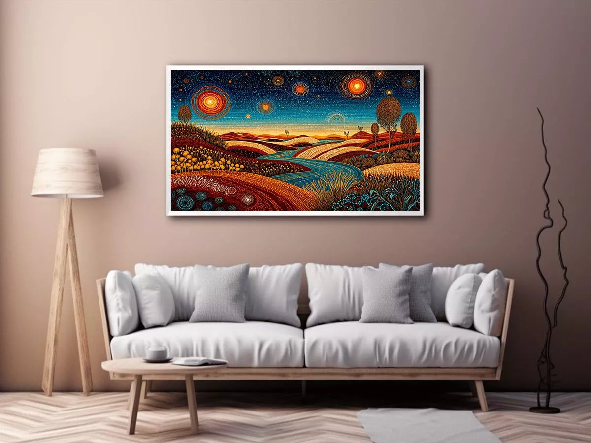 abstract desert landscape Canvas Print canvas surreal sky river modern boho design