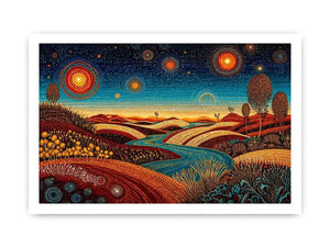 abstract desert landscape Canvas Print canvas surreal sky river modern boho design