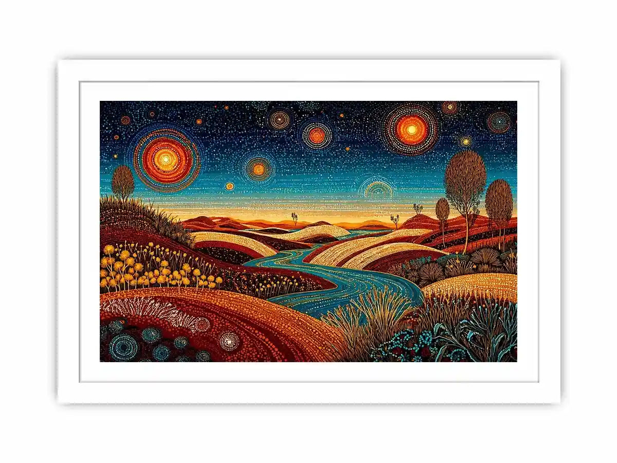 abstract desert landscape Canvas Print canvas surreal sky river modern boho design