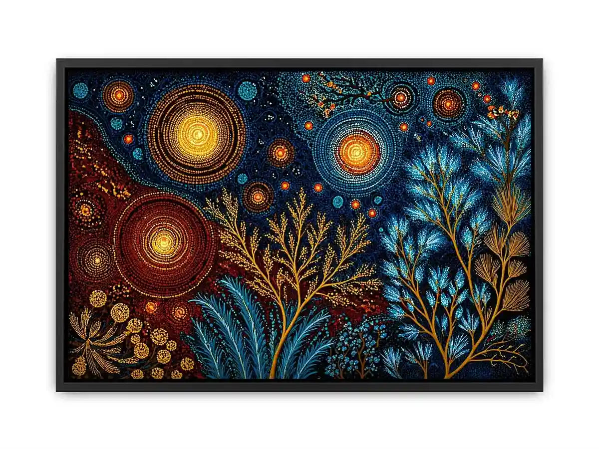 abstract cosmic botanical wall art canvas celestial sky plants modern boho design