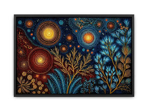 abstract cosmic botanical Canvas Print canvas celestial sky plants modern boho design