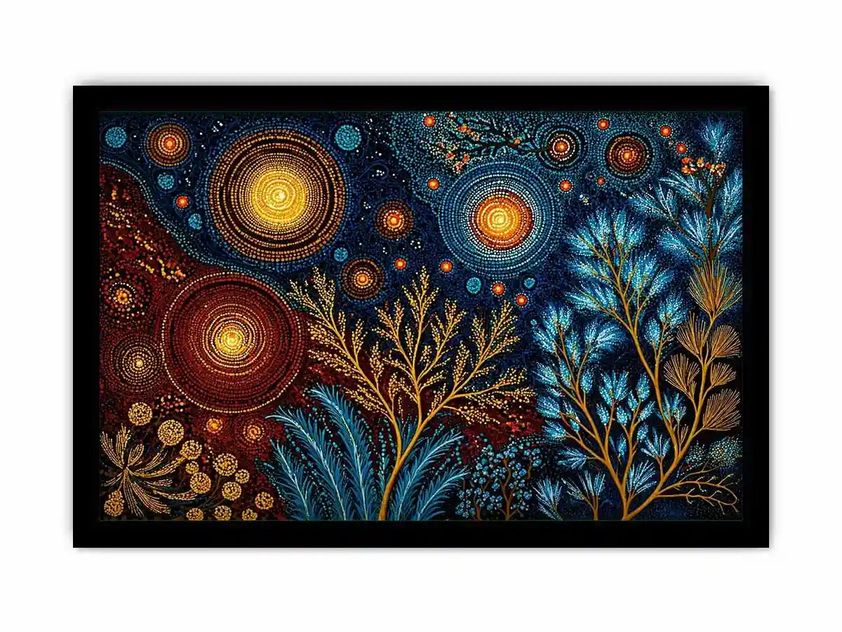abstract cosmic botanical Canvas Print canvas celestial sky plants modern boho design