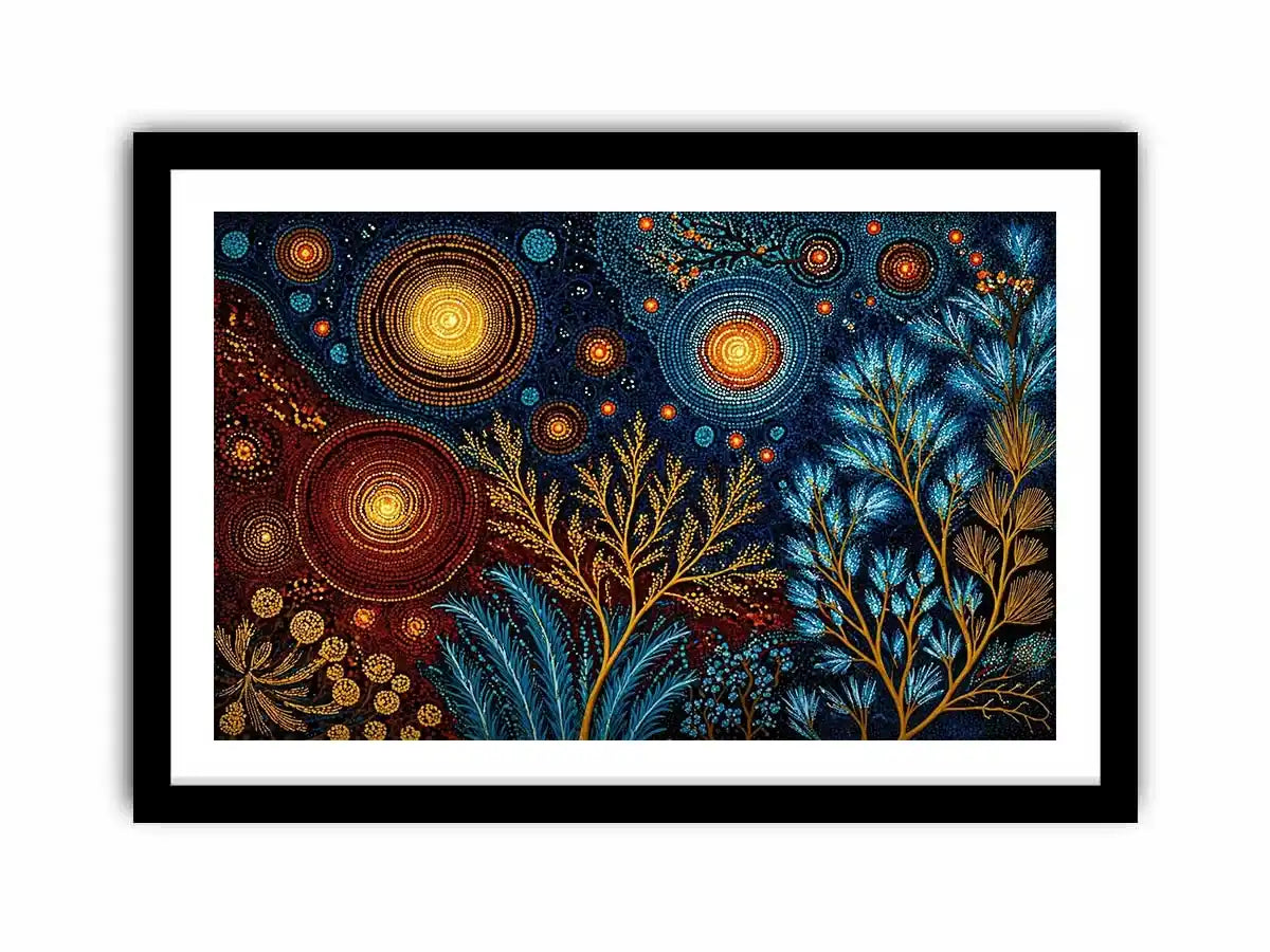 abstract cosmic botanical wall art canvas celestial sky plants modern boho design