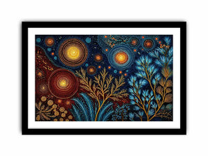 abstract cosmic botanical Canvas Print canvas celestial sky plants modern boho design