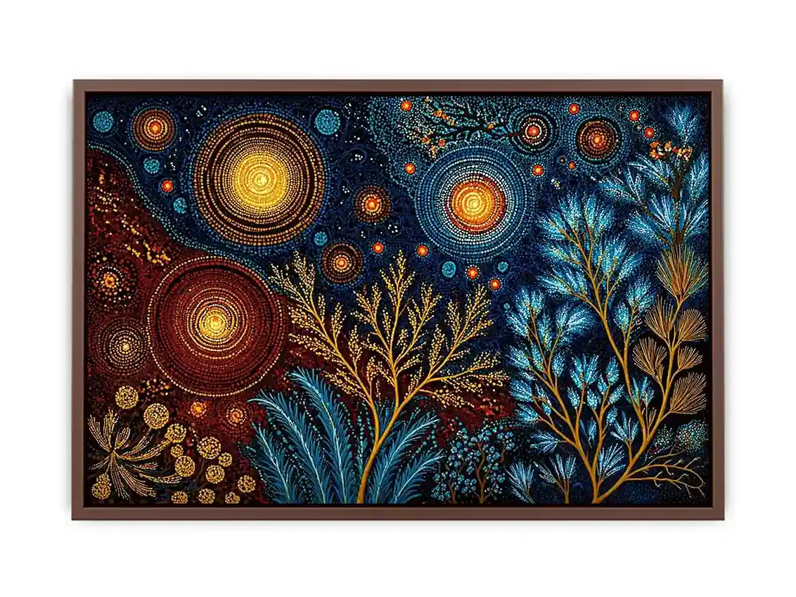 abstract cosmic botanical wall art canvas celestial sky plants modern boho design