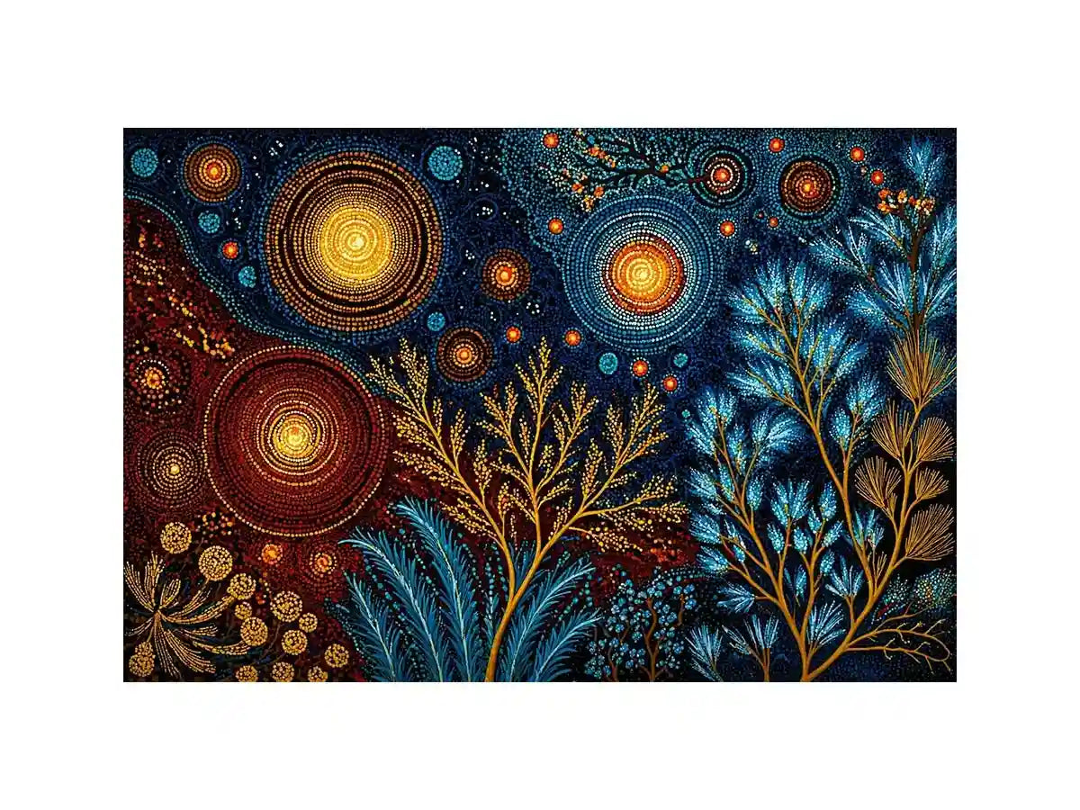 abstract cosmic botanical Canvas Print canvas celestial sky plants modern boho design