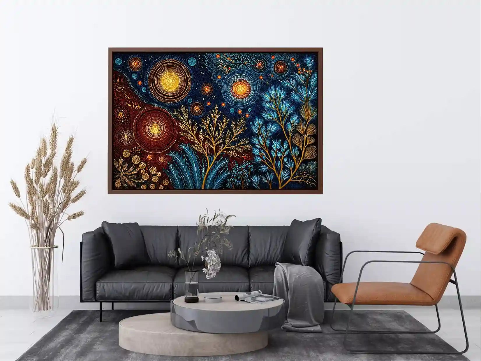 abstract cosmic botanical Canvas Print canvas celestial sky plants modern boho design