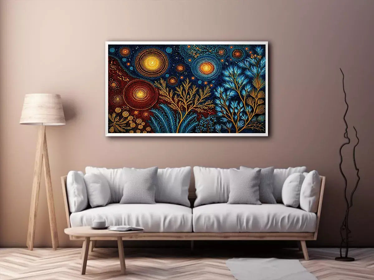 abstract cosmic botanical Canvas Print canvas celestial sky plants modern boho design