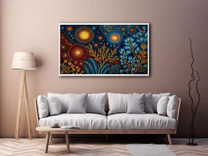 abstract cosmic botanical Canvas Print canvas celestial sky plants modern boho design