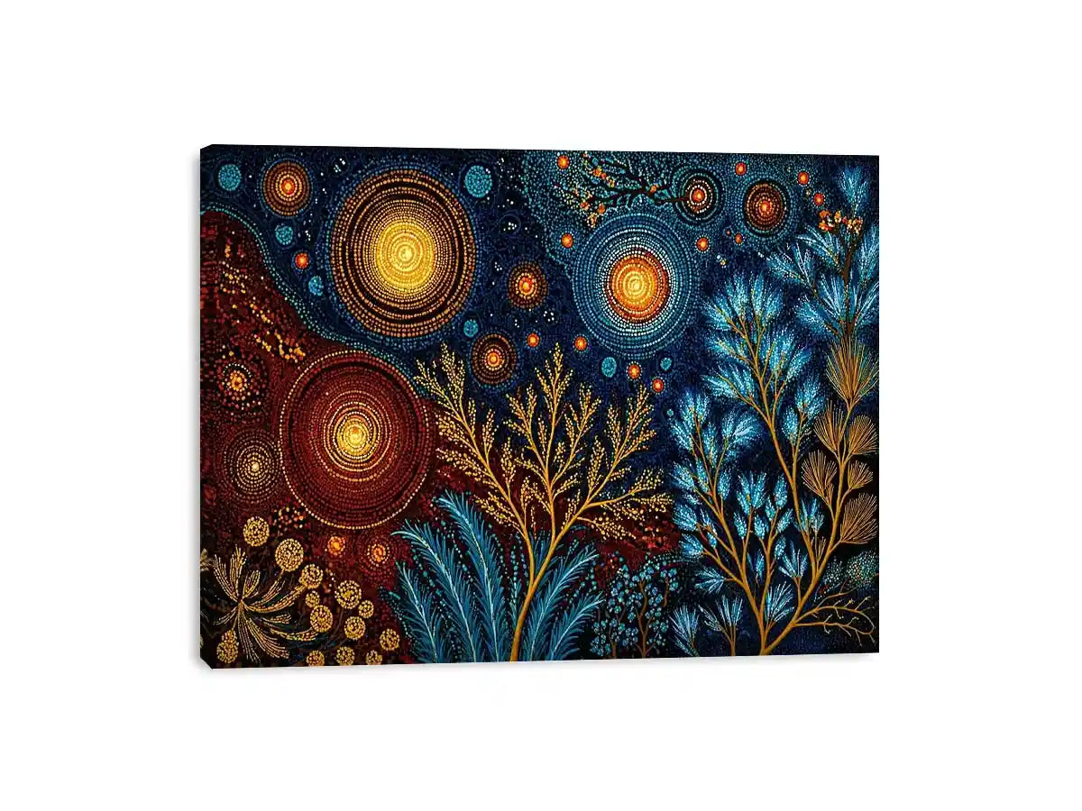 abstract cosmic botanical Canvas Print canvas celestial sky plants modern boho design