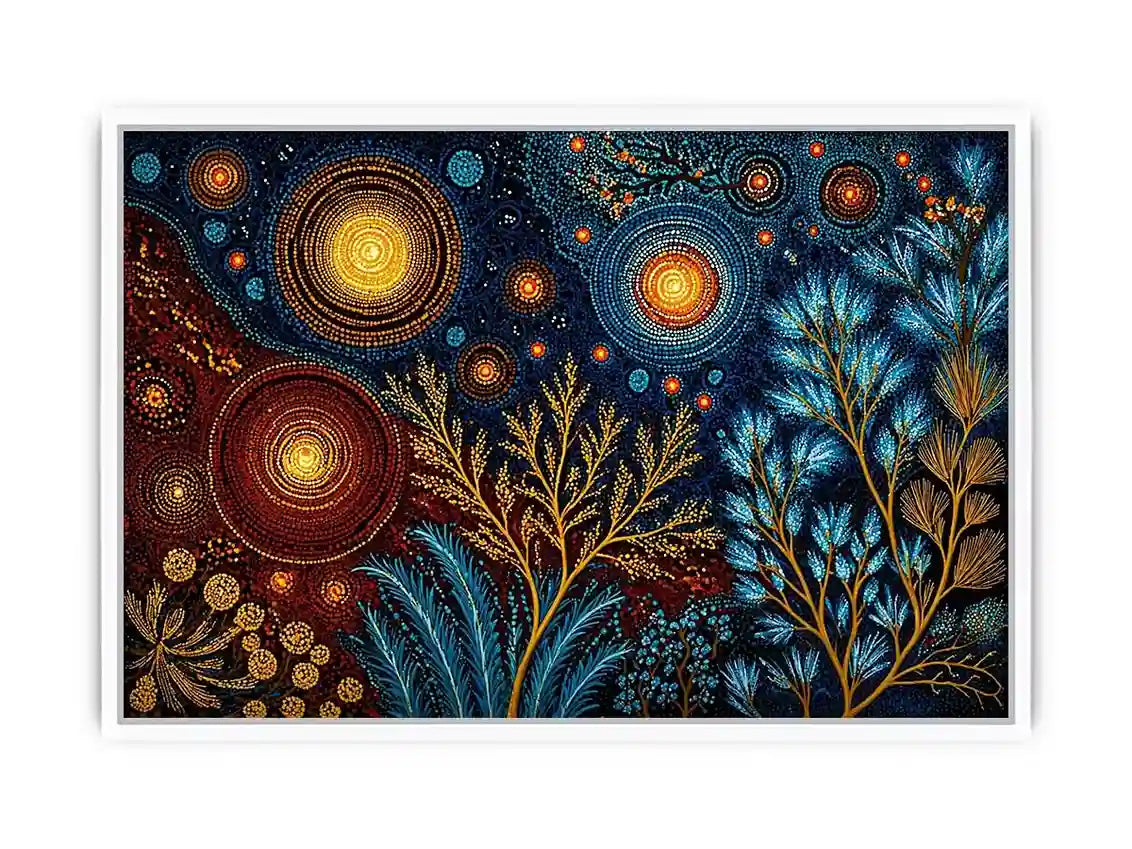 abstract cosmic botanical wall art canvas celestial sky plants modern boho design