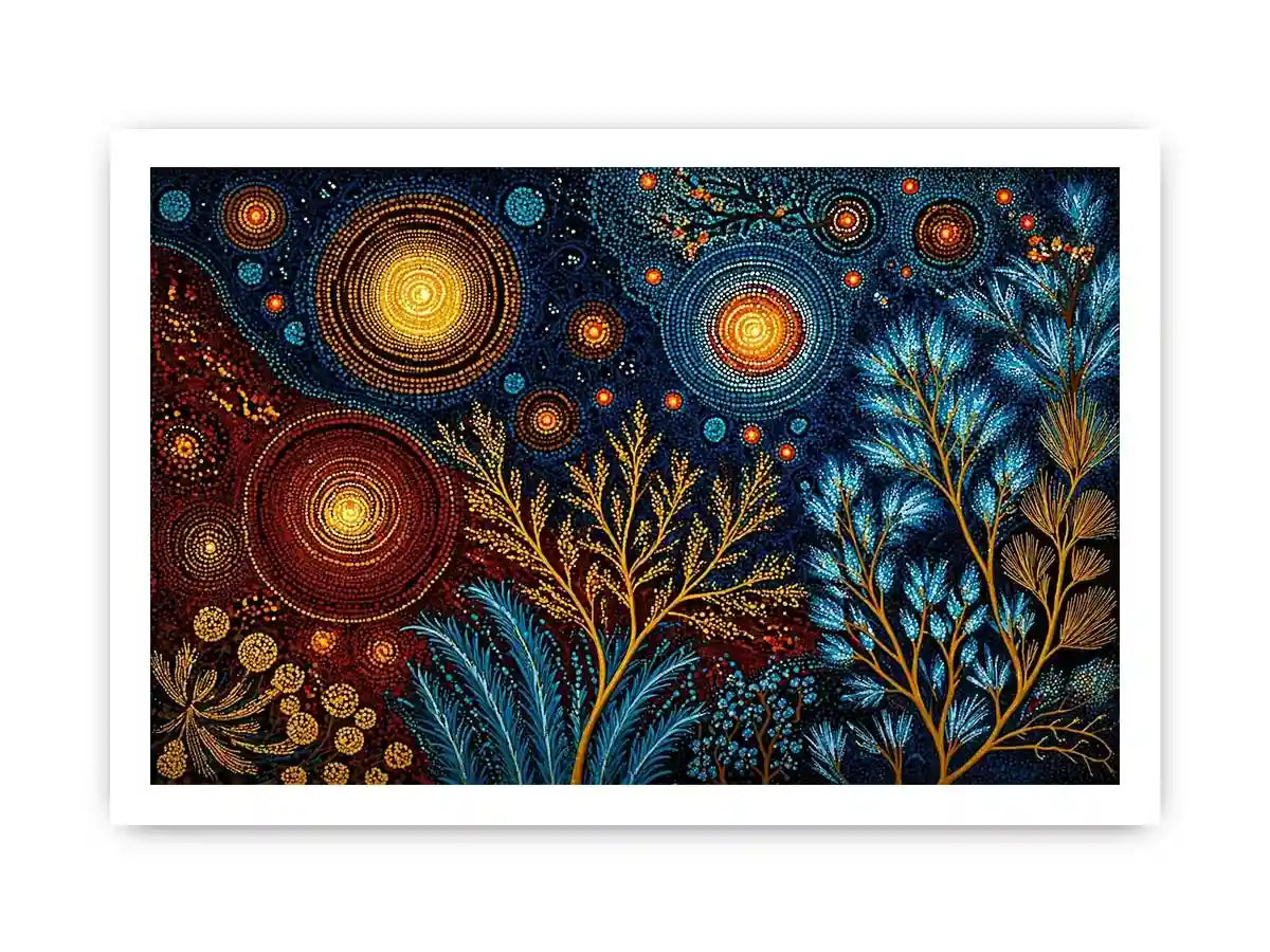 abstract cosmic botanical wall art canvas celestial sky plants modern boho design