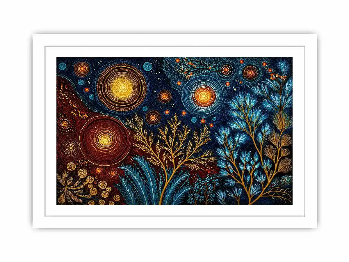 abstract cosmic botanical wall art canvas celestial sky plants modern boho design