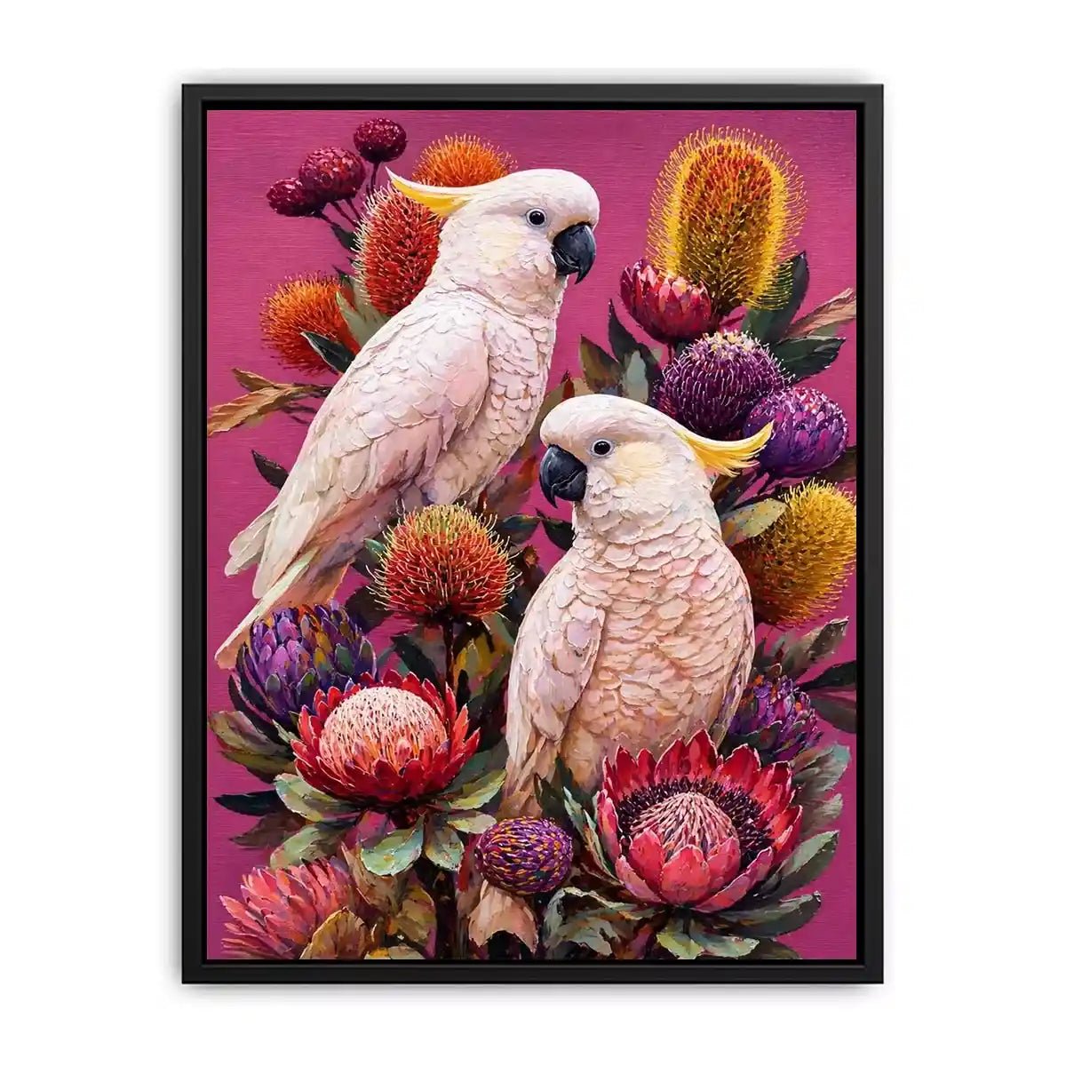 tropical cockatoo floral Canvas Print canvas colorful bird painting modern boho decor